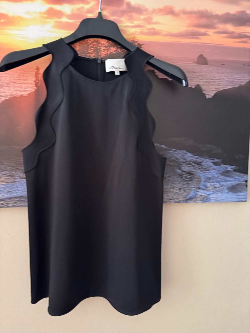 3.1 Phillip Lim Black Scallop-Trim Top/ 2